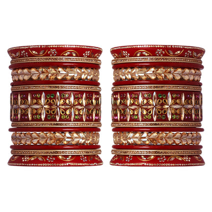 Handmade Rajasthani Lac Bangles for Bride – Kundan Stone Work