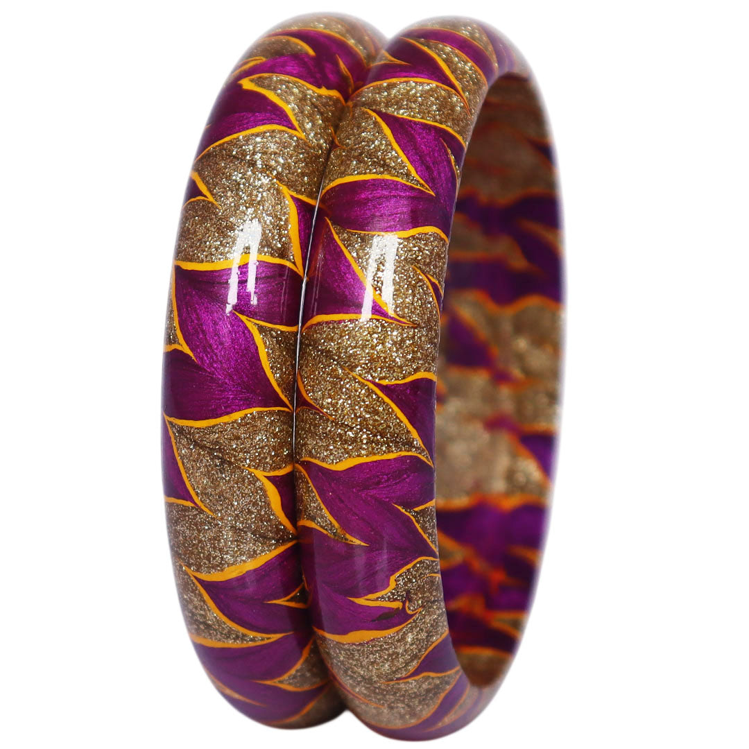 Traditional Rajasthani lac bangles for women with golden work