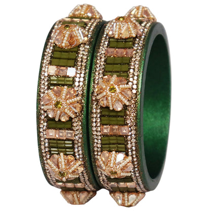 Jaipuri Lac Bangles Kundan Pearl Rhinestone Designer Kada