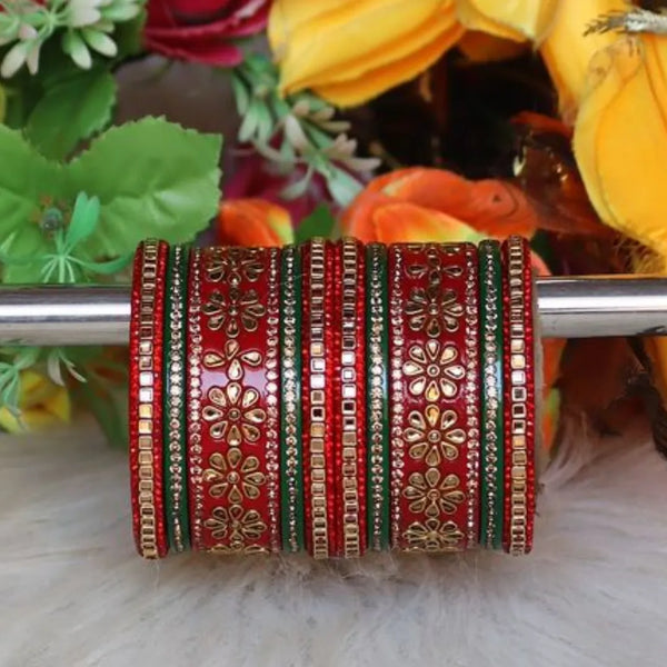 Lac Bangles in Beautiful Kundan Design (Pack of 10)