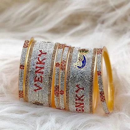 Personalized Name Bangles in Best Peacock Design (Pack of 6)