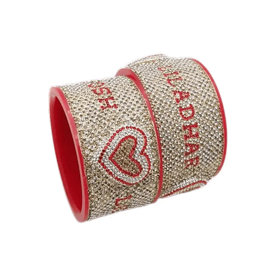 Couple Name Bangles with Beautiful Heart Design (Pack of 2)