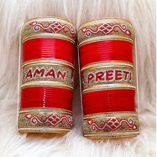 Best Punjabi Bridal Bangle Set With Name