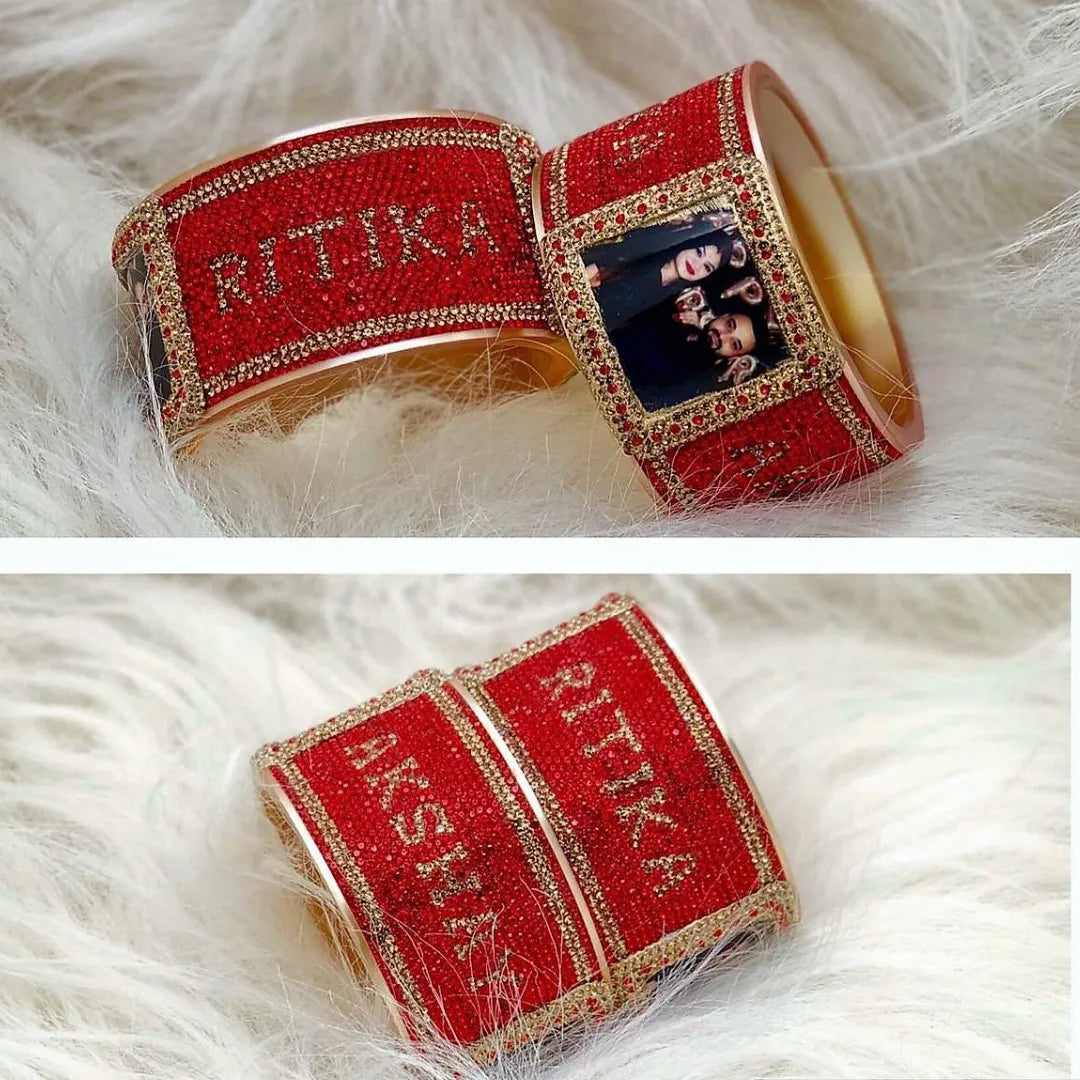 Name and Photo Bangles best design (Pack of 2) Taj Bridal Store