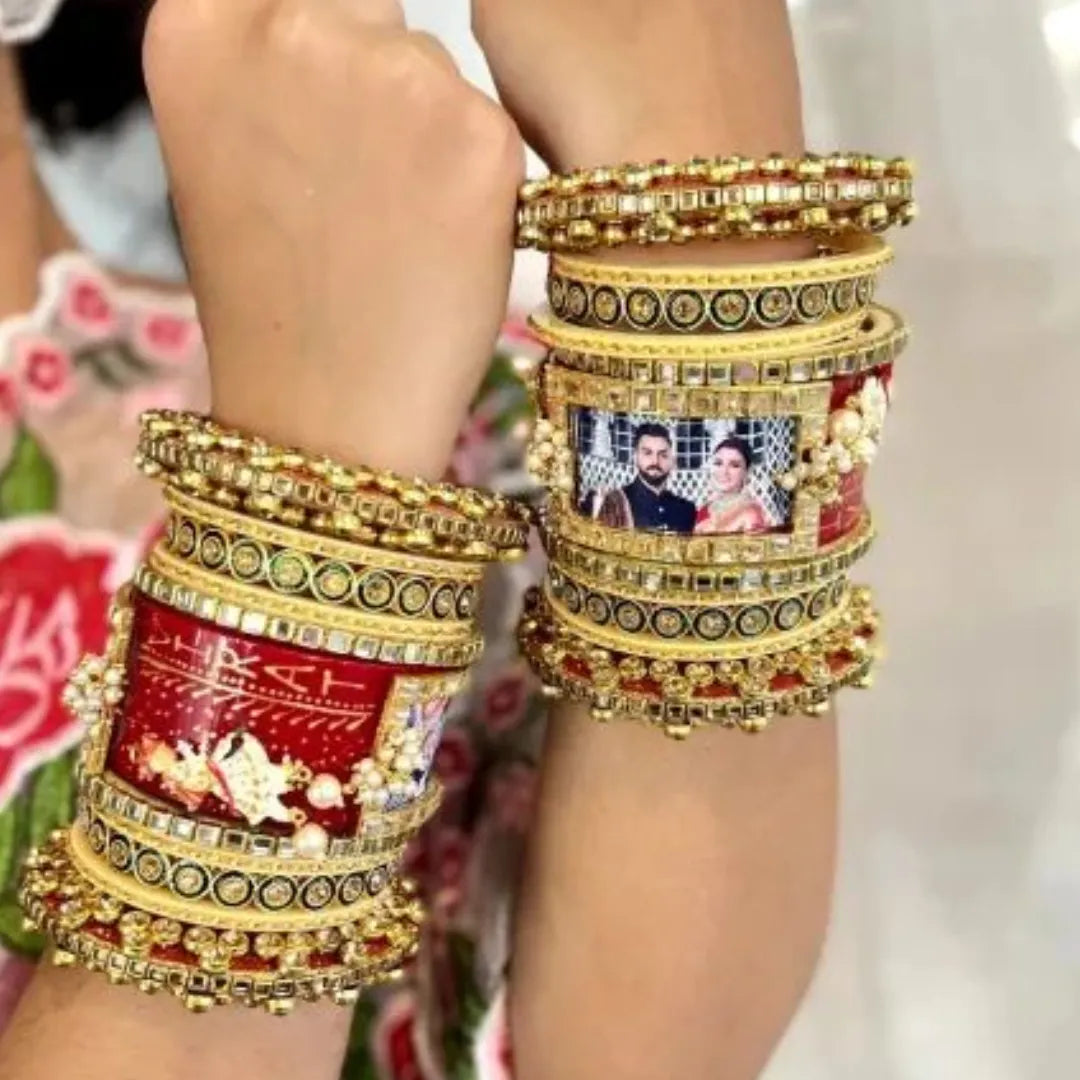 Name and Photo Wedding Bangles in Beautiful Design Taj Bridal Store