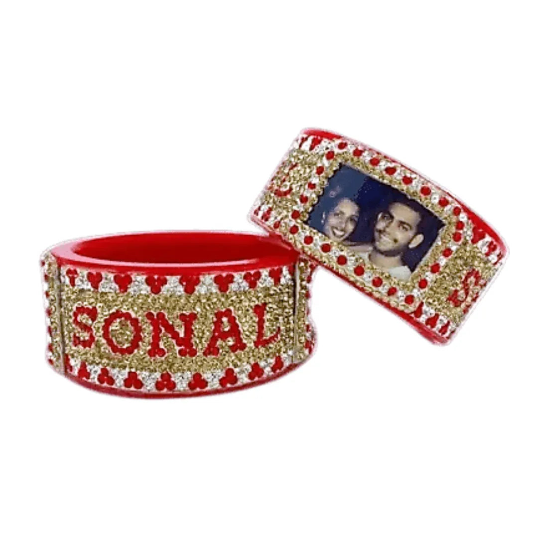 Personalised name and Photo Bangles Pair best design (pack of 2) Taj Bridal Store