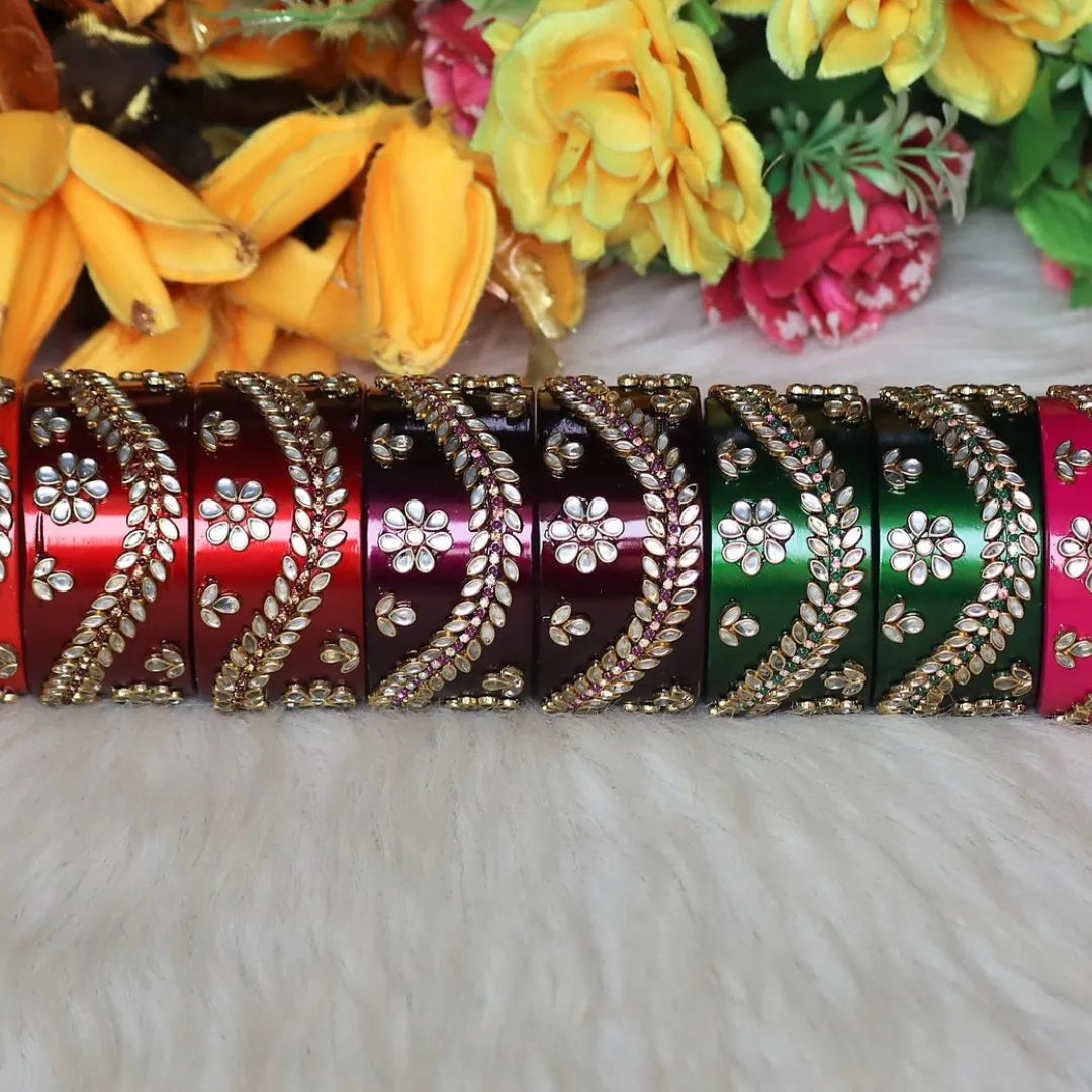 Lakh Kada with Beautiful Kundan Design (Pack of 2) Taj Bridal Store