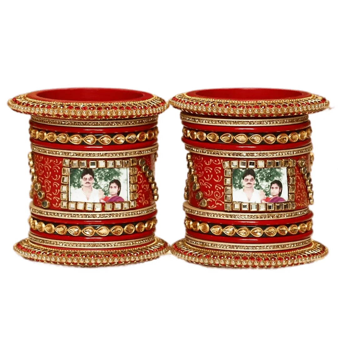 Jaipuri Name and Photo Bangle Set in Beautiful Design Taj Bridal Store