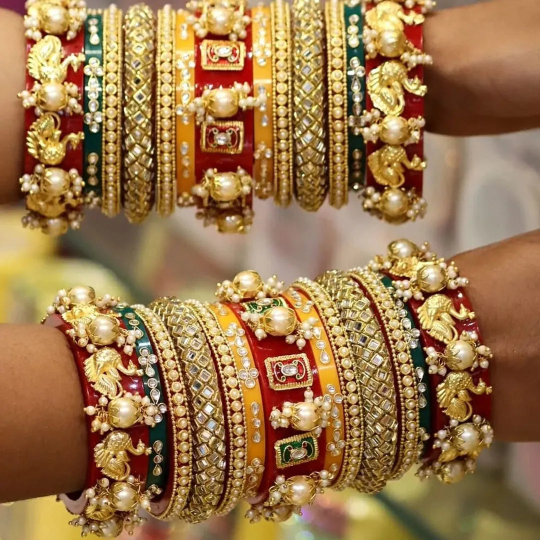 Wedding Bangle Set with Beautiful Moti Design Taj Bridal Store