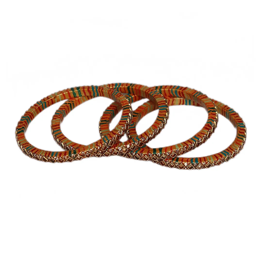 Best Kundan Lehariya Lakh Bangle Set (Pack of 4)