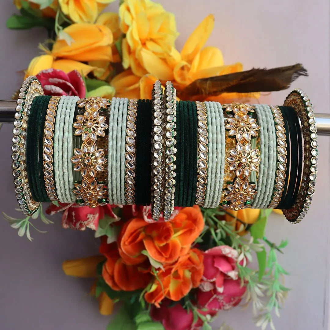Bridal Bangle Set with Beautiful Designer AD Brass Kada