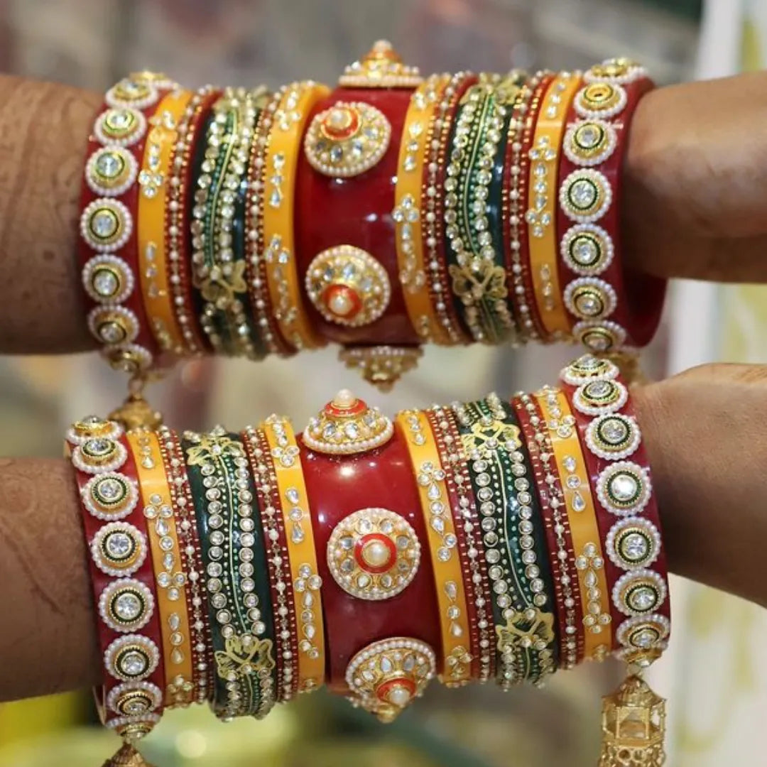 Rajwadi Bridal Chura with Beautiful Teeka Design