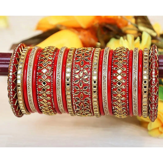 Lac Wedding Bangle Set with Best Kundan Work Taj Bridal Store