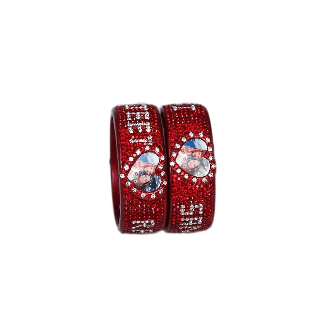 Lakh Name and Photo Kada with Beautiful Heart (Pack of 2)