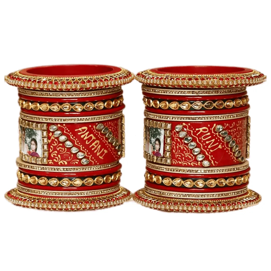 Jaipuri Name and Photo Bangle Set in Beautiful Design Taj Bridal Store