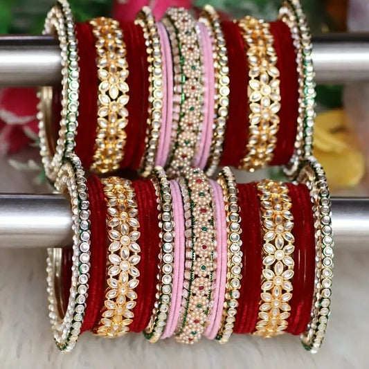 Bridal Bangle Set with Best Designer AD Kundan Kada