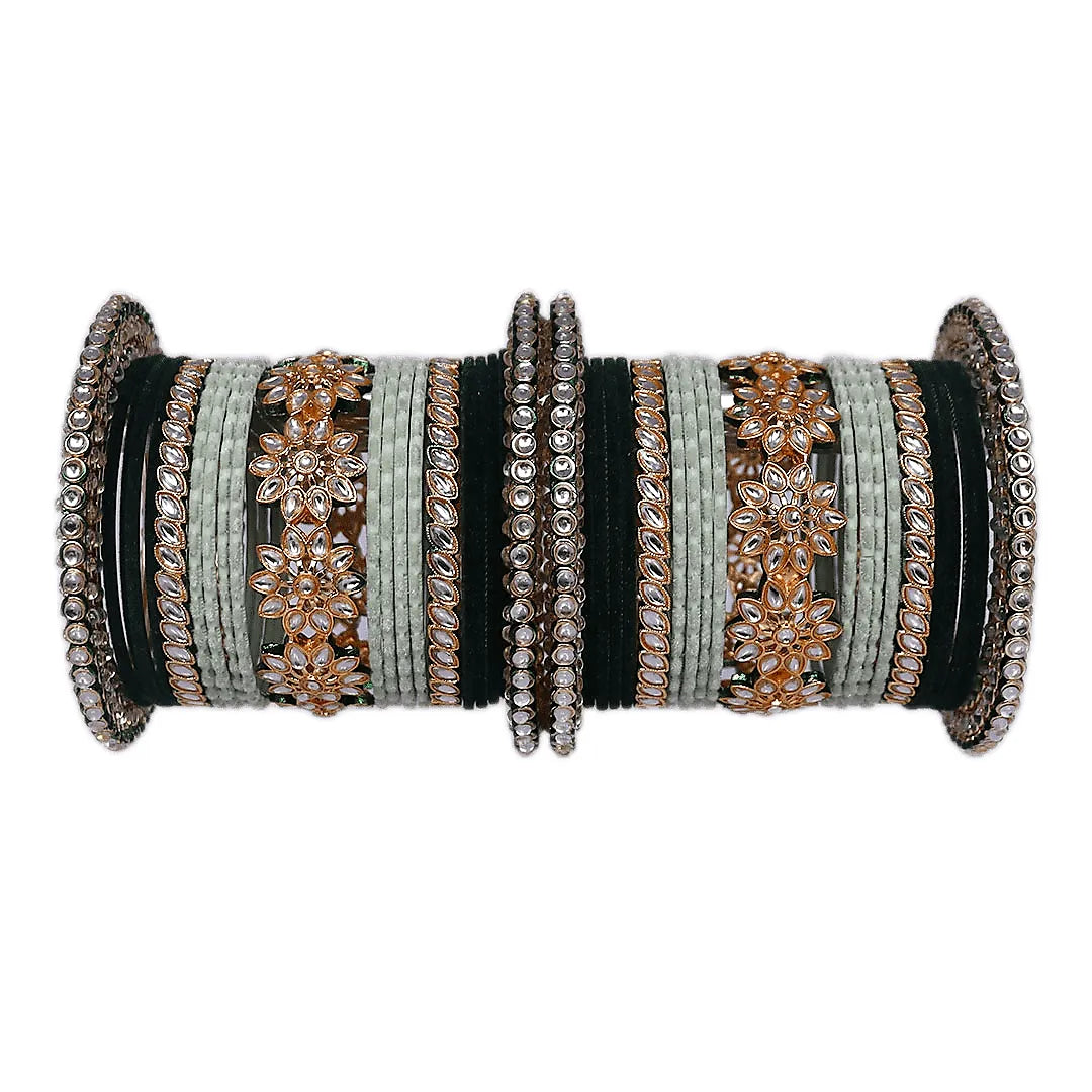 Bridal Bangle Set with Beautiful Designer AD Brass Kada