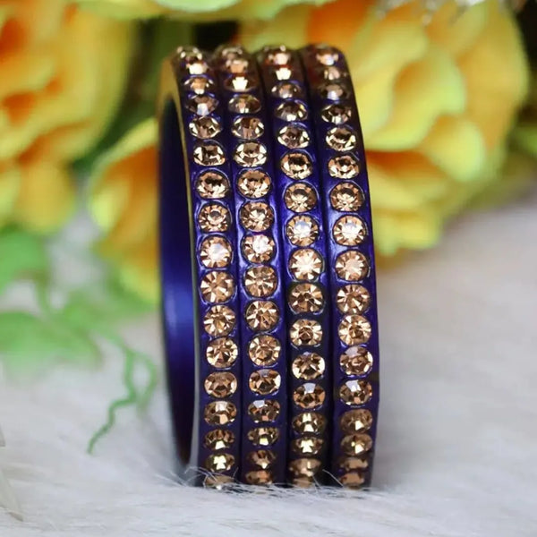 Lac Bangles with Beautiful Artificial Dimonds (Pack of 4)