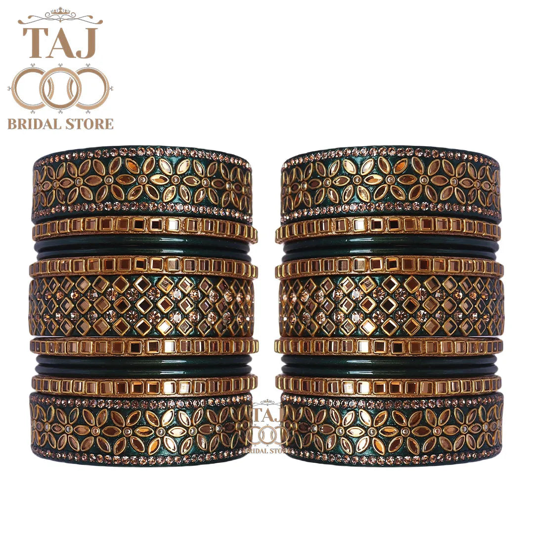 Traditional Lac Bangle Set with Beautiful Kundan Work Taj Bridal Store