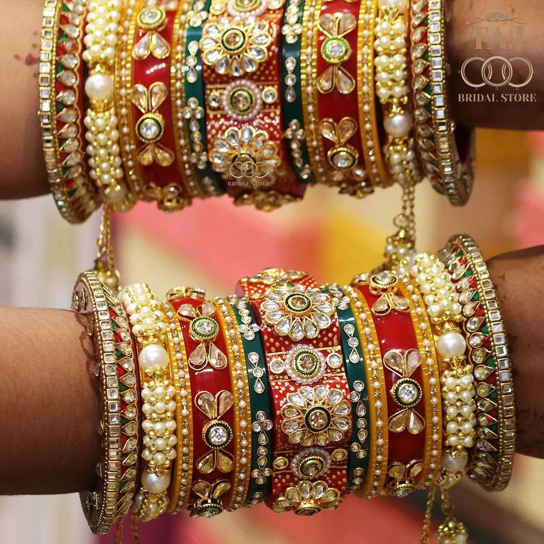 Rajwadi Weddign Bangles in Beautiful Heavy Design Taj Bridal Store