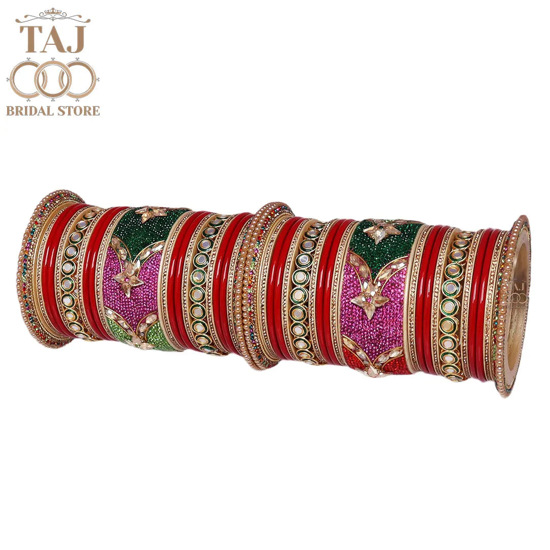 Designer Wedding Lac Bangle Set with Best Kundan Design