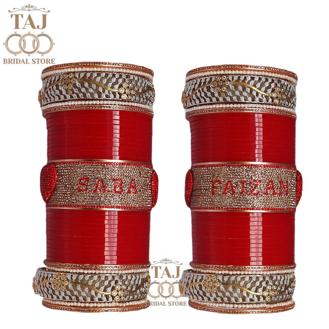 Couple Name Bangle Set in Beautiful Punjabi Style