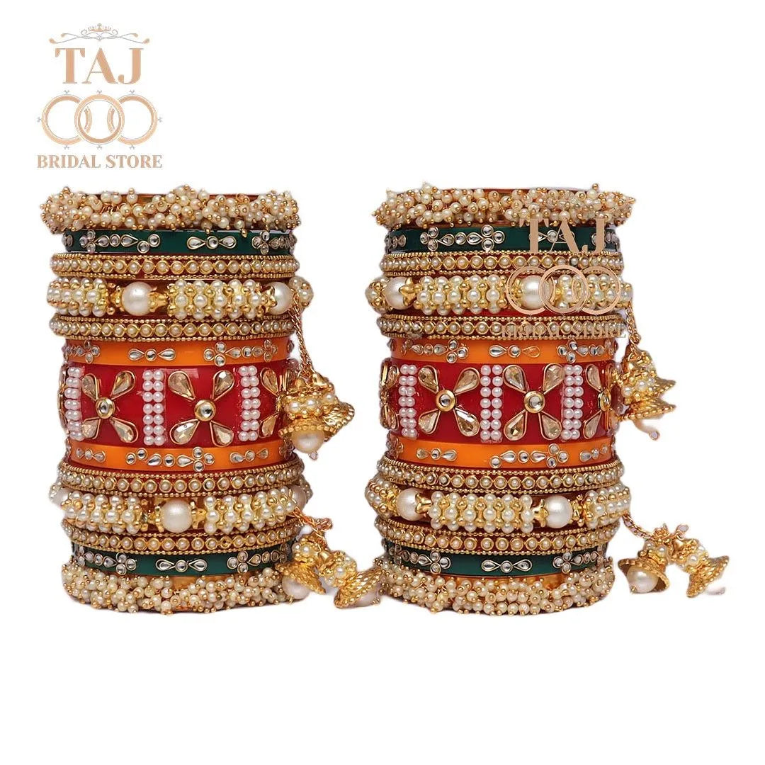 Seep Bangle set for Wedding with Beautiful Jhoomer Design Taj Bridal Store