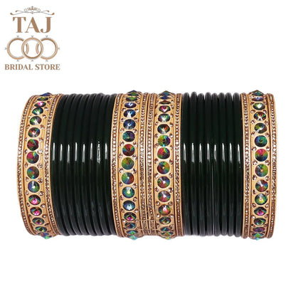 New Design Lac Bangles with Best Stone Work (Pack of 28) Taj Bridal Store