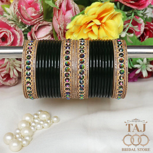 New Design Lac Bangles with Best Stone Work (Pack of 28) Taj Bridal Store
