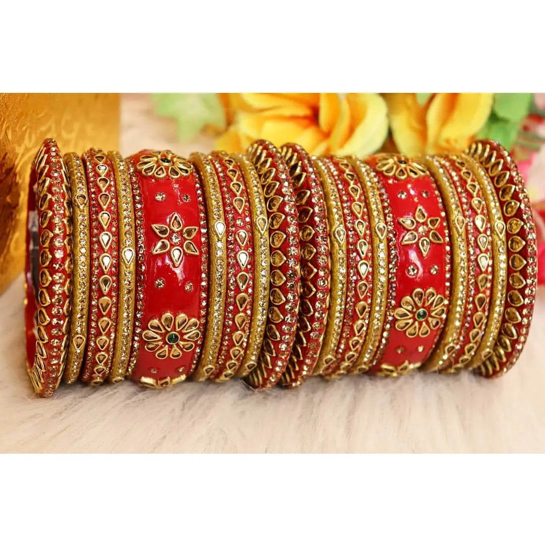 Lac Bangles with Beautiful Kundan Work Taj Bridal Store