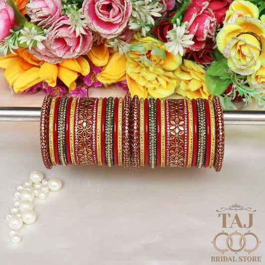 Royal Rajasthani Lac Bangle Set with Best Kundan Design Taj Bridal Store