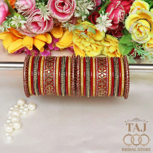 Royal Rajasthani Lac Bangle Set with Best Kundan Design