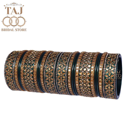 Traditional Lac Bangle Set with Beautiful Kundan Work Taj Bridal Store