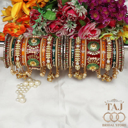 Rajwadi Wedding Chura with Beautiful Moti Letkan Design