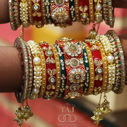 Rajwadi Weddign Bangles in Beautiful Heavy Design Taj Bridal Store