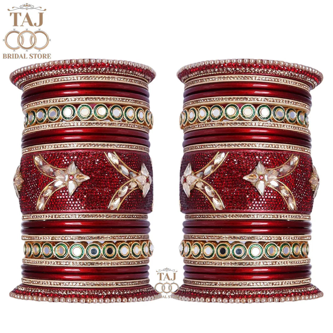 Designer Wedding Lac Bangle Set with Best Kundan Design