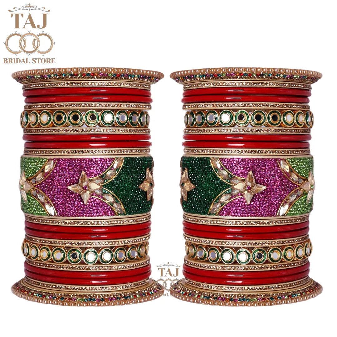 Designer Wedding Lac Bangle Set with Best Kundan Design