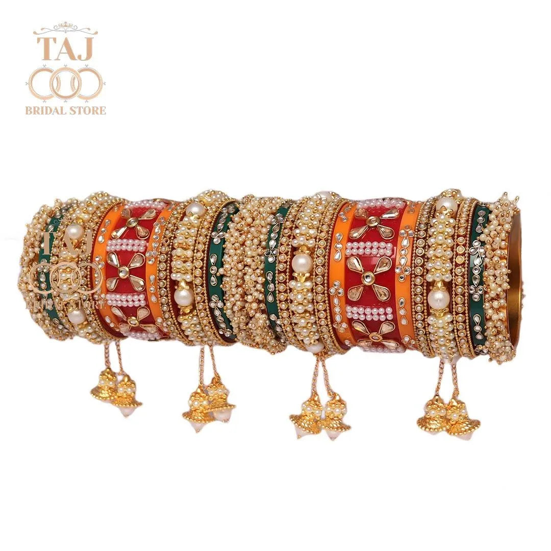 Seep Bangle set for Wedding with Beautiful Jhoomer Design Taj Bridal Store