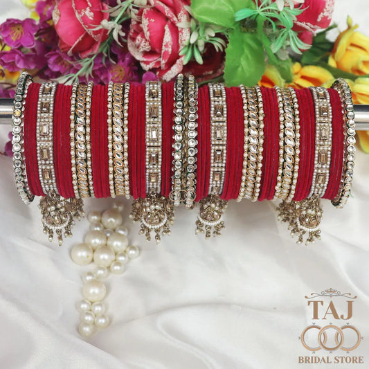 Rajwadi Wedding Bangles with Beautiful Jhoomer Design Taj Bridal Store