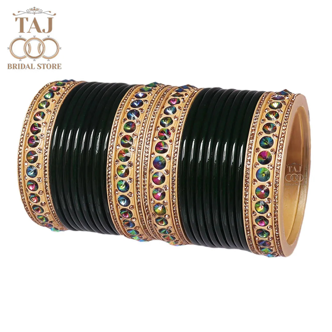 New Design Lac Bangles with Best Stone Work (Pack of 28) Taj Bridal Store