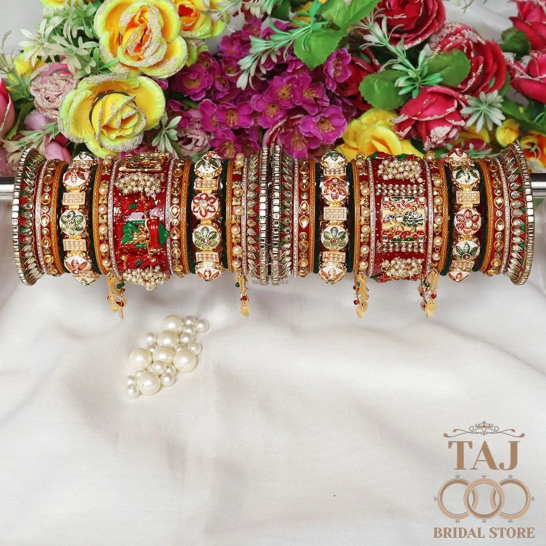 Rajwadi Wedding Chura with Beautiful Doli and Peacock Design Taj Bridal Store