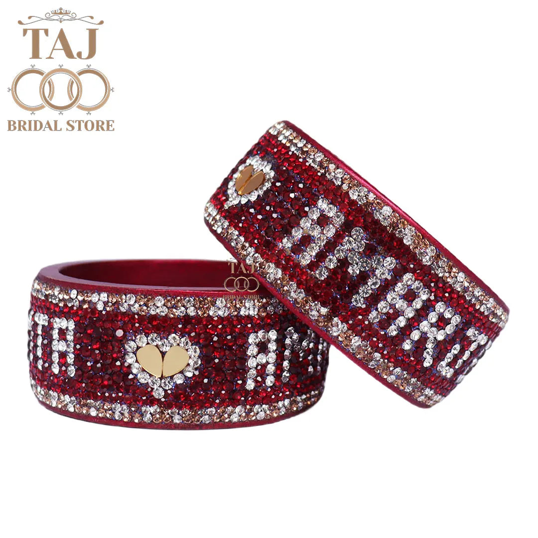 Name Kada for Bride with Beautiful Heart Design (Pack of 2) Taj Bridal Store