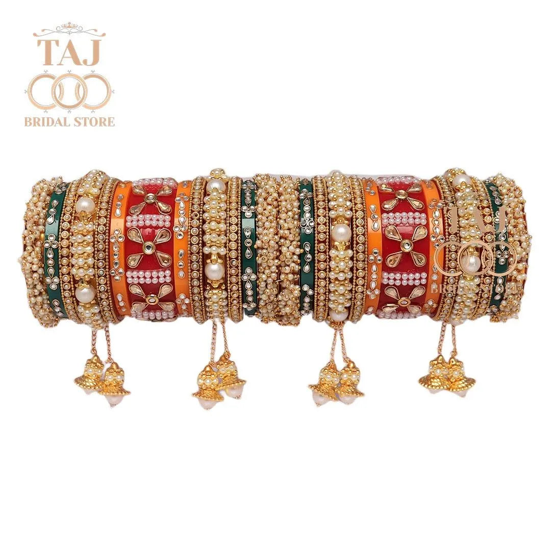 Seep Bangle set for Wedding with Beautiful Jhoomer Design Taj Bridal Store