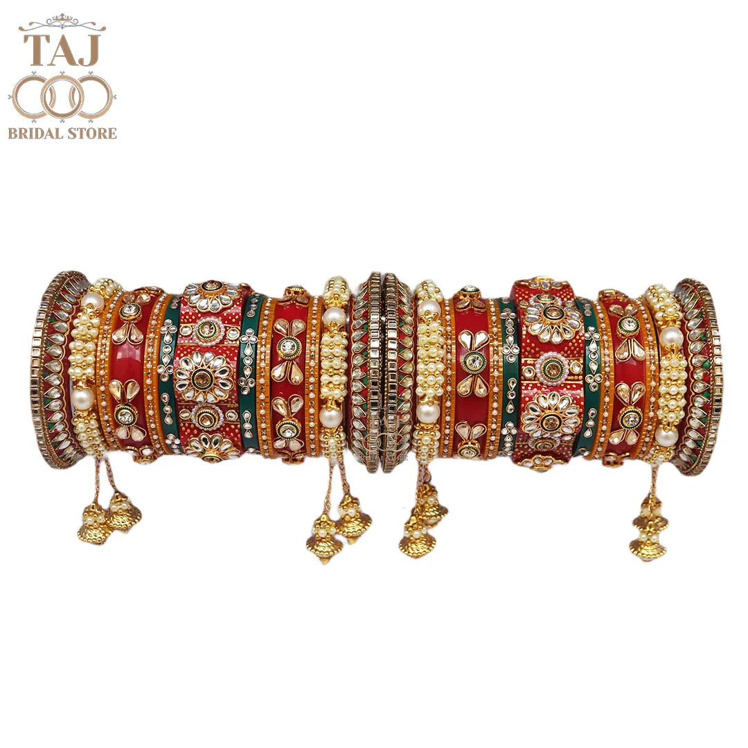 Rajwadi Weddign Bangles in Beautiful Heavy Design Taj Bridal Store