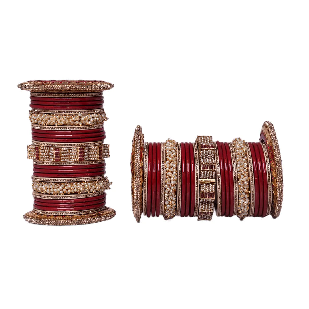 Wedding Lac Chura with Beautiful Designer AD Brass Kada Taj Bridal Store