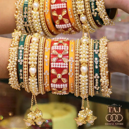 Seep Bangle set for Wedding with Beautiful Jhoomer Design Taj Bridal Store