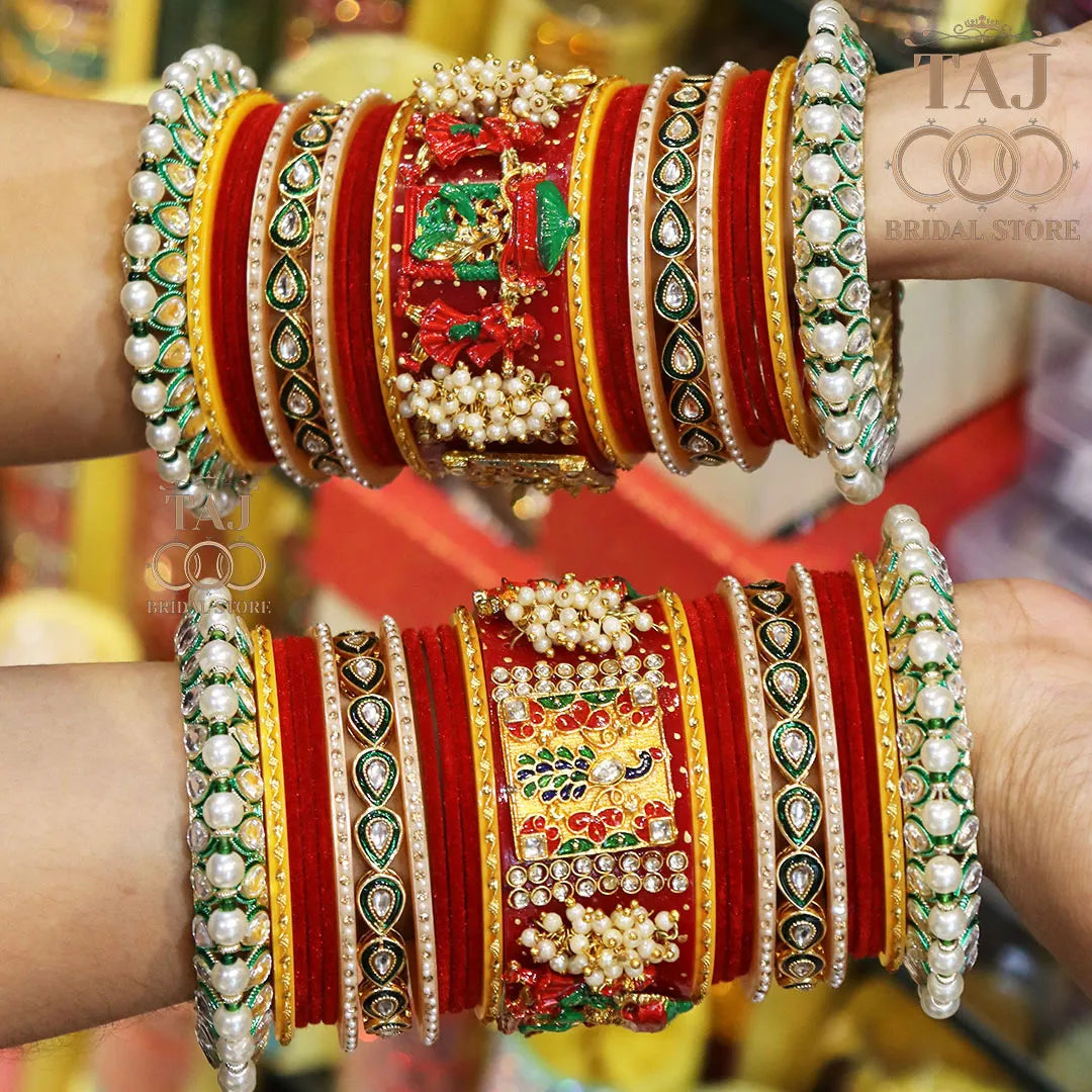 Rajwadi Bridal Chura with Beautiful Doli and Peacock Design