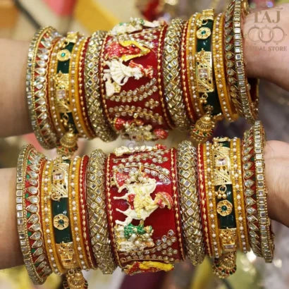 Buy Latest Collection Heavy Ruby Stone First Quality One Gram Gold Wedding Bangles  Set Online