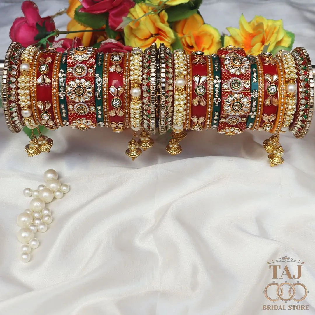 Rajwadi Weddign Bangles in Beautiful Heavy Design Taj Bridal Store