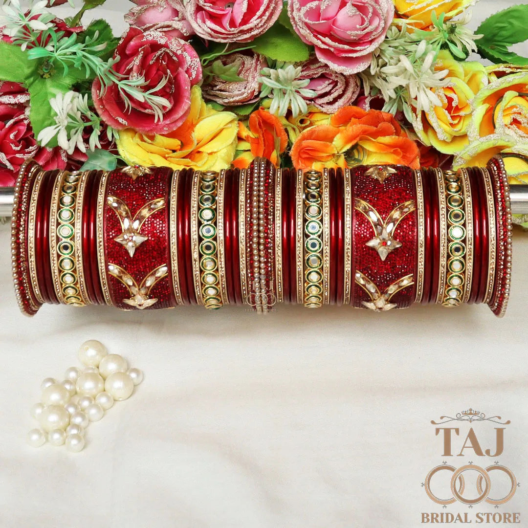 Designer Wedding Lac Bangle Set with Best Kundan Design